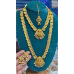Traditional Lakshmi Coin Long Haram with Earrings – Temple Jewellery Set - Image 2