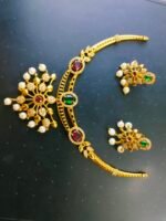 Elegant Multi Stone Necklace with Matching Stud Earrings – Traditional Design