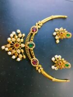 Elegant Multi Stone Necklace with Matching Stud Earrings – Traditional Design - Image 2