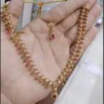 Red & Green Stone Necklace with Earrings – Elegant Traditional Set - Image 3