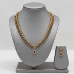 Red & Green Stone Necklace with Earrings – Elegant Traditional Set