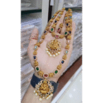 Multi-Stone Lakshmi Temple Long Haram with Pendant - Image 2