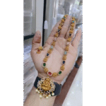 Multi-Stone Lakshmi Temple Long Haram with Pendant - Image 3