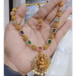 Multi-Stone Lakshmi Temple Long Haram with Pendant - Image 4