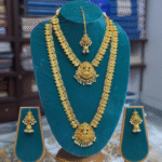 Traditional Lakshmi Coin Long Haram with Earrings – Temple Jewellery Set