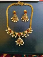 Multicolored stone Nanupatti with earrings
