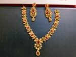 Traditional Necklace with red emrald stone, earrings - Image 3