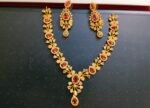 Traditional Necklace with red emrald stone, earrings - Image 2