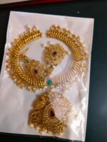 Traditional Gold-Plated Bridal Necklace Set with Earrings - Image 5