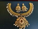 Traditional Gold-Plated Bridal Necklace Set with Earrings - Image 2