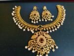 Traditional Gold-Plated Bridal Necklace Set with Earrings - Image 3